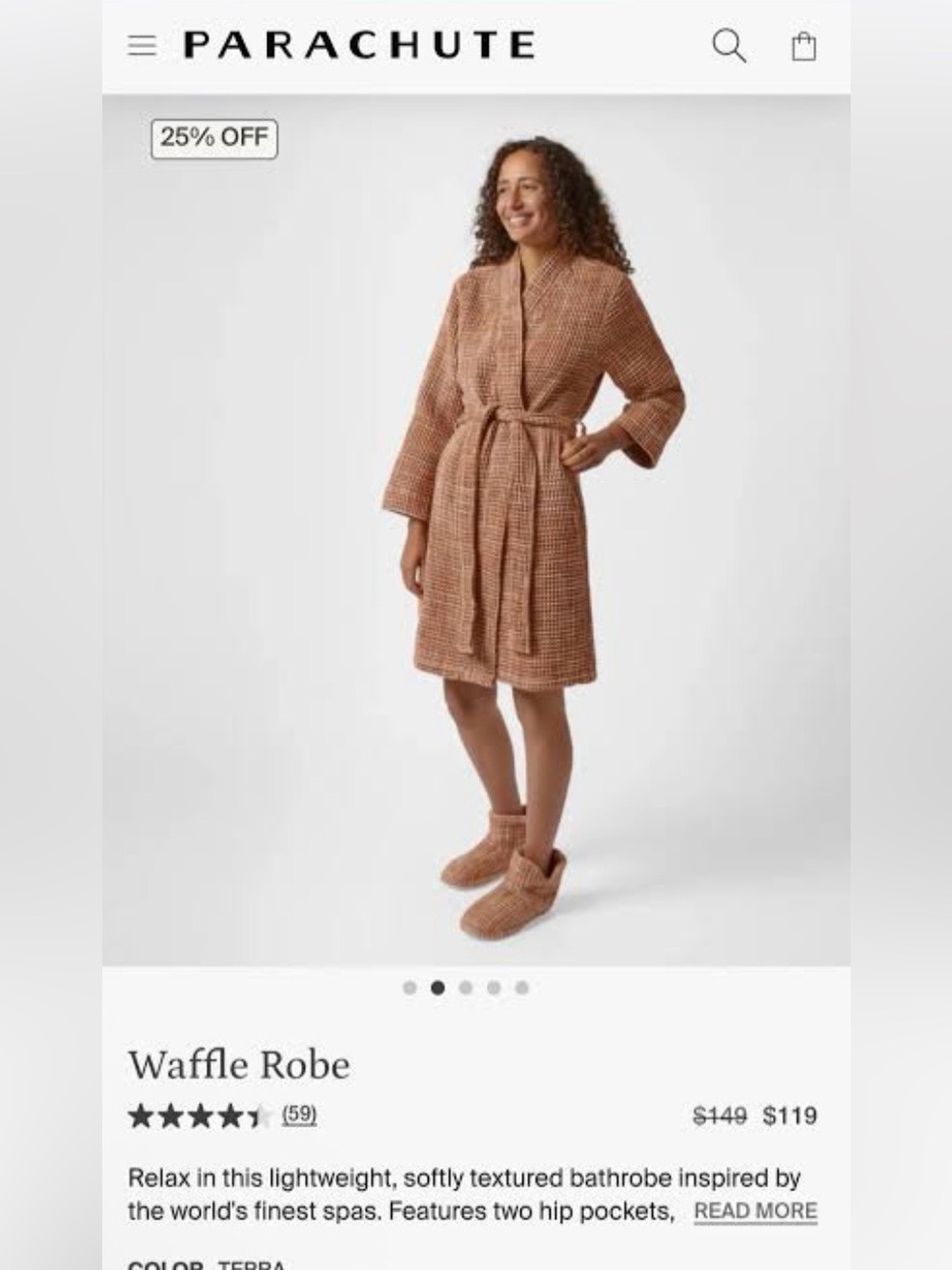 Parachute Waffle Robe, Terracotta, Size M